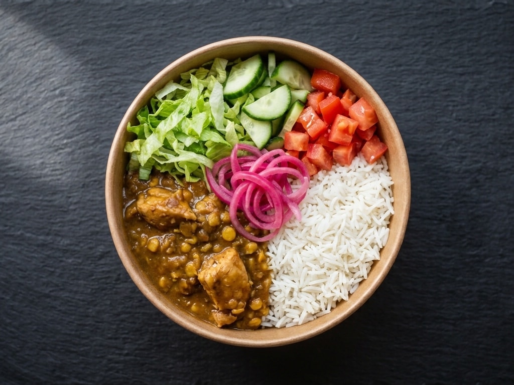 Chicken Dalcha Bowl — Chicken and lentil, slow cooked